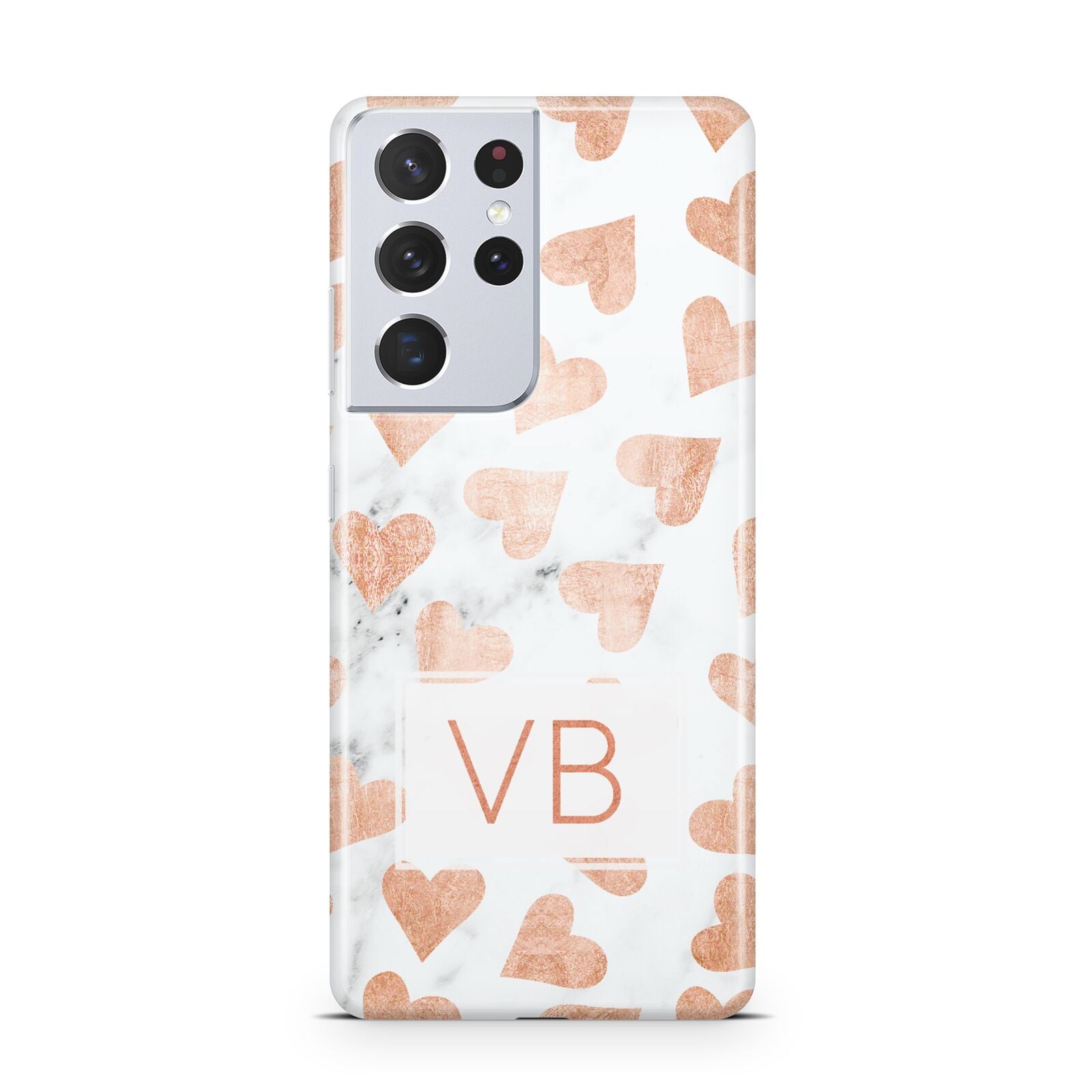 Personalised Heart Initialled Marble Samsung S21 Ultra Case