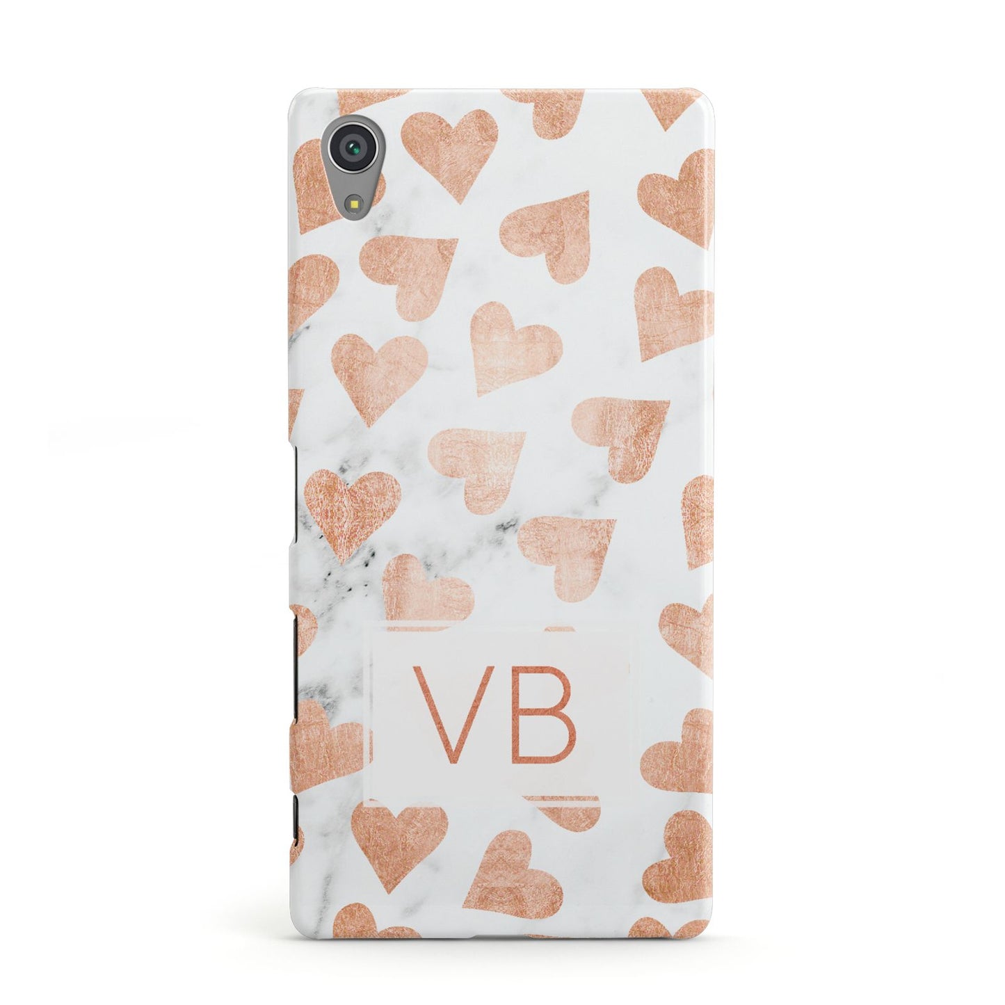 Personalised Heart Initialled Marble Sony Xperia Case