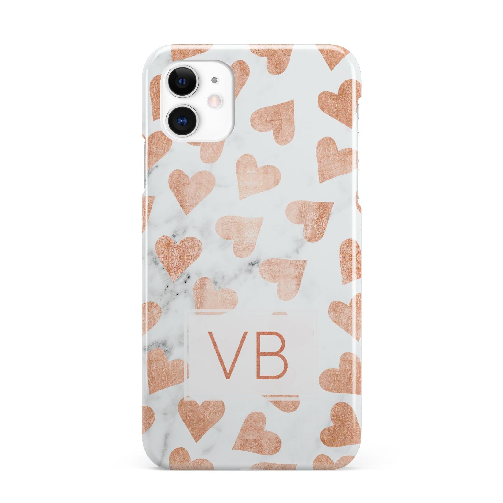 Personalised Heart Initialled Marble iPhone 11 3D Snap Case