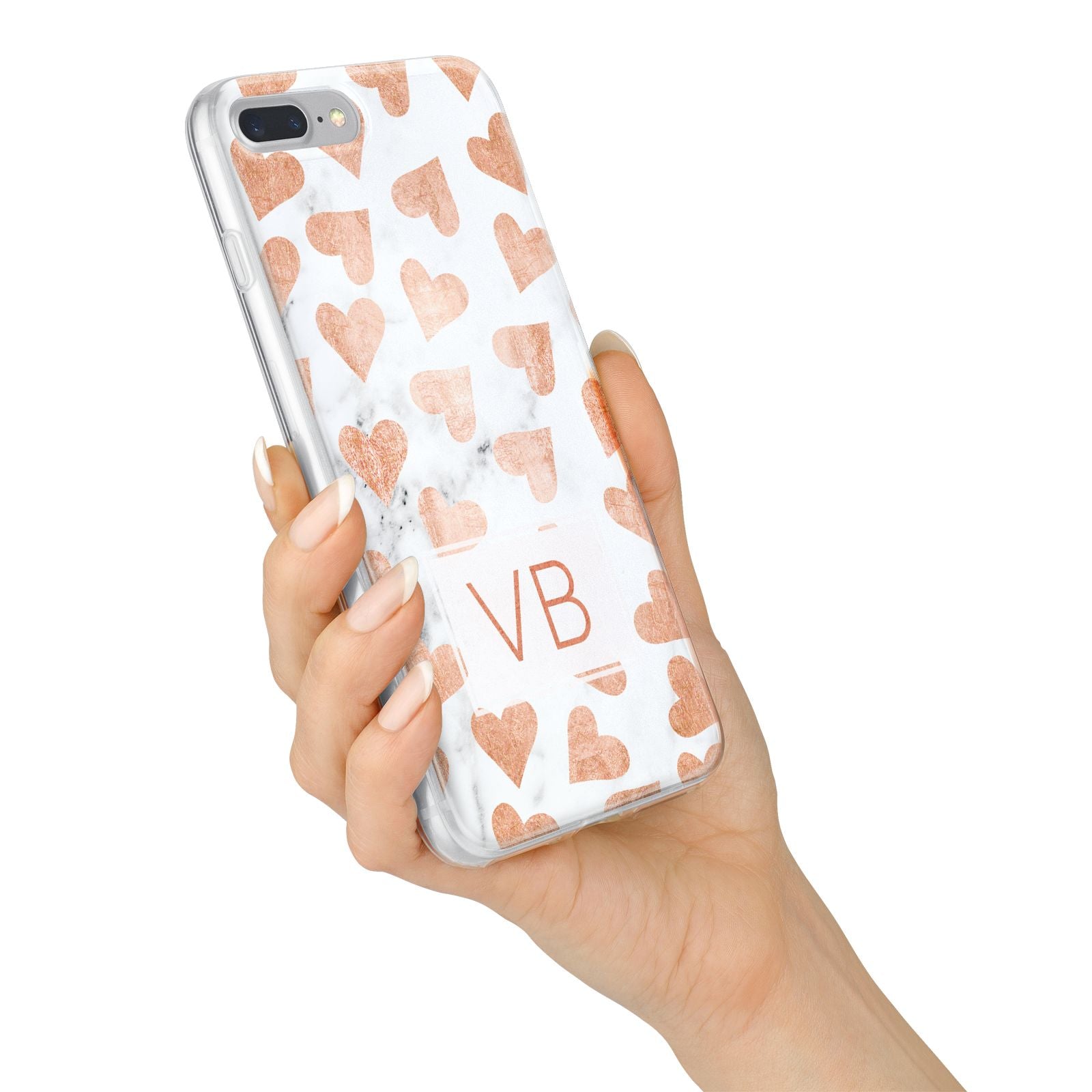 Personalised Heart Initialled Marble iPhone 7 Plus Bumper Case on Silver iPhone Alternative Image