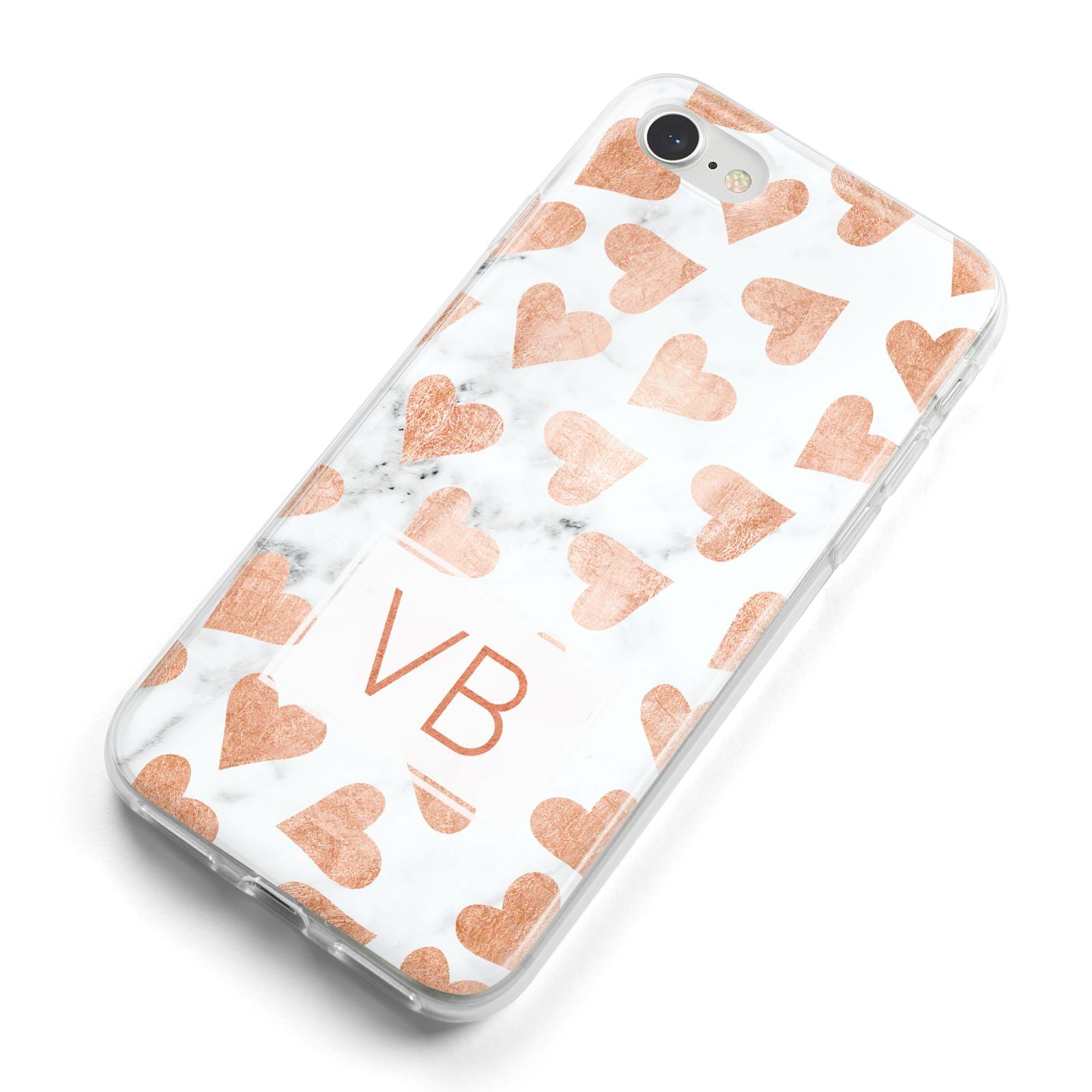 Personalised Heart Initialled Marble iPhone 8 Bumper Case on Silver iPhone Alternative Image