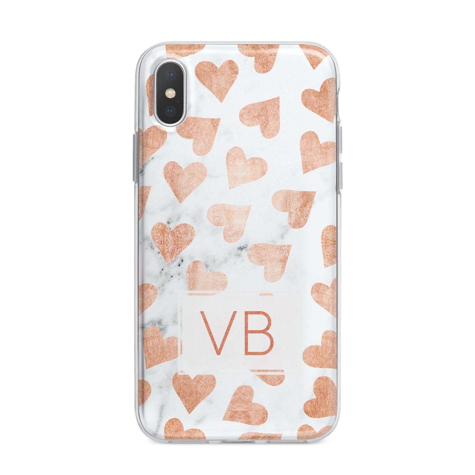 Personalised Heart Initialled Marble iPhone X Bumper Case on Silver iPhone Alternative Image 1
