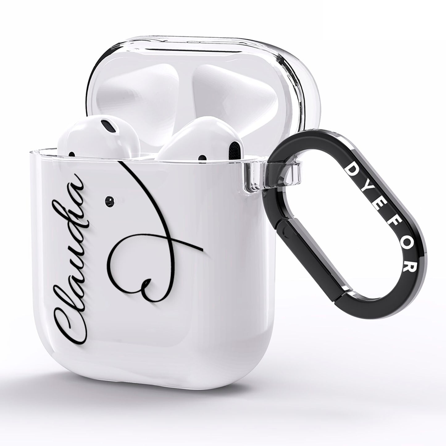 Personalised Heart Name AirPods Clear Case Side Image