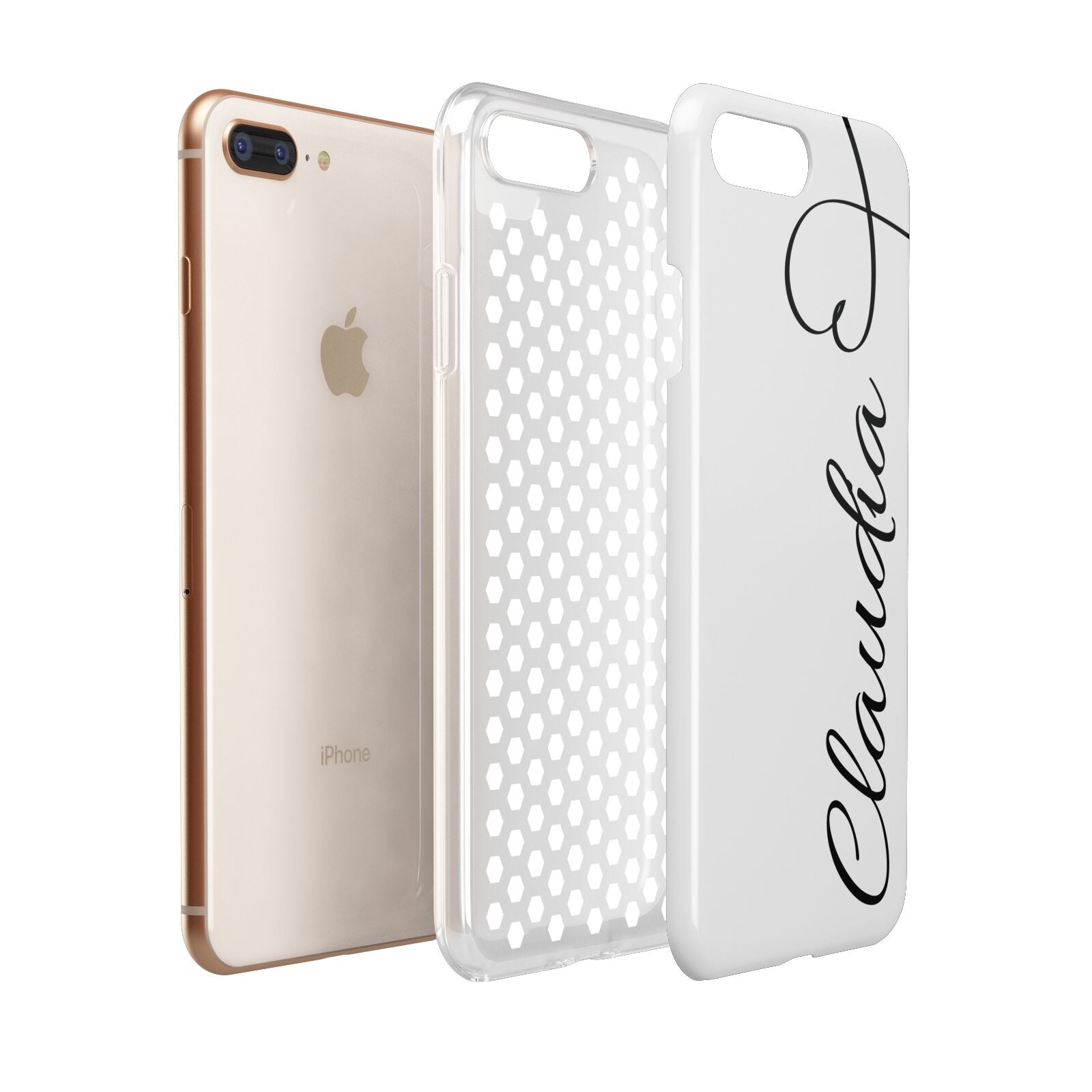 Personalised Heart Name Apple iPhone 7 8 Plus 3D Tough Case Expanded View