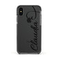 Personalised Heart Name Apple iPhone Xs Impact Case Black Edge on Black Phone