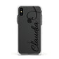Personalised Heart Name Apple iPhone Xs Impact Case White Edge on Black Phone