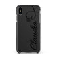 Personalised Heart Name Apple iPhone Xs Max Impact Case Black Edge on Black Phone