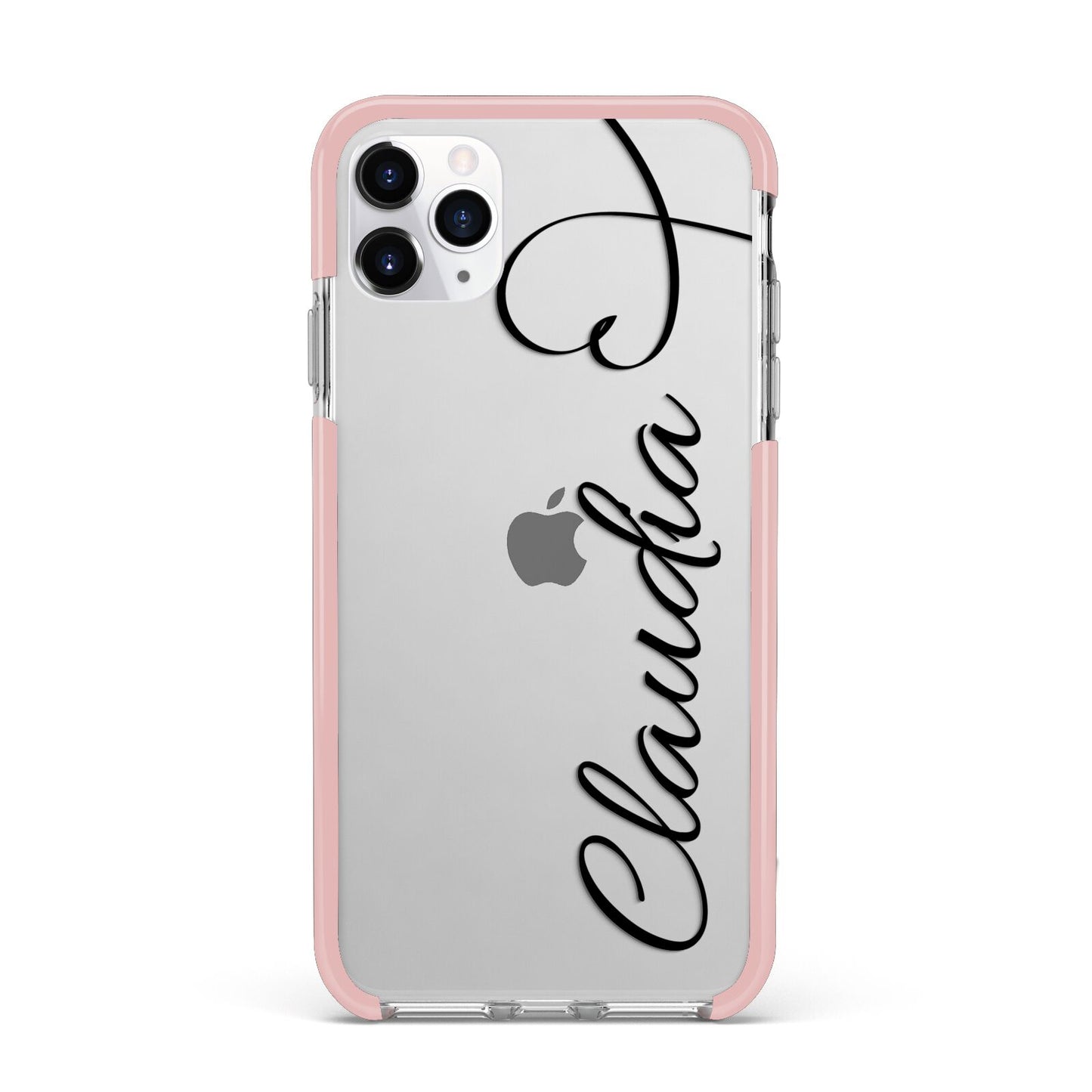 Personalised Heart Name iPhone 11 Pro Max Impact Pink Edge Case