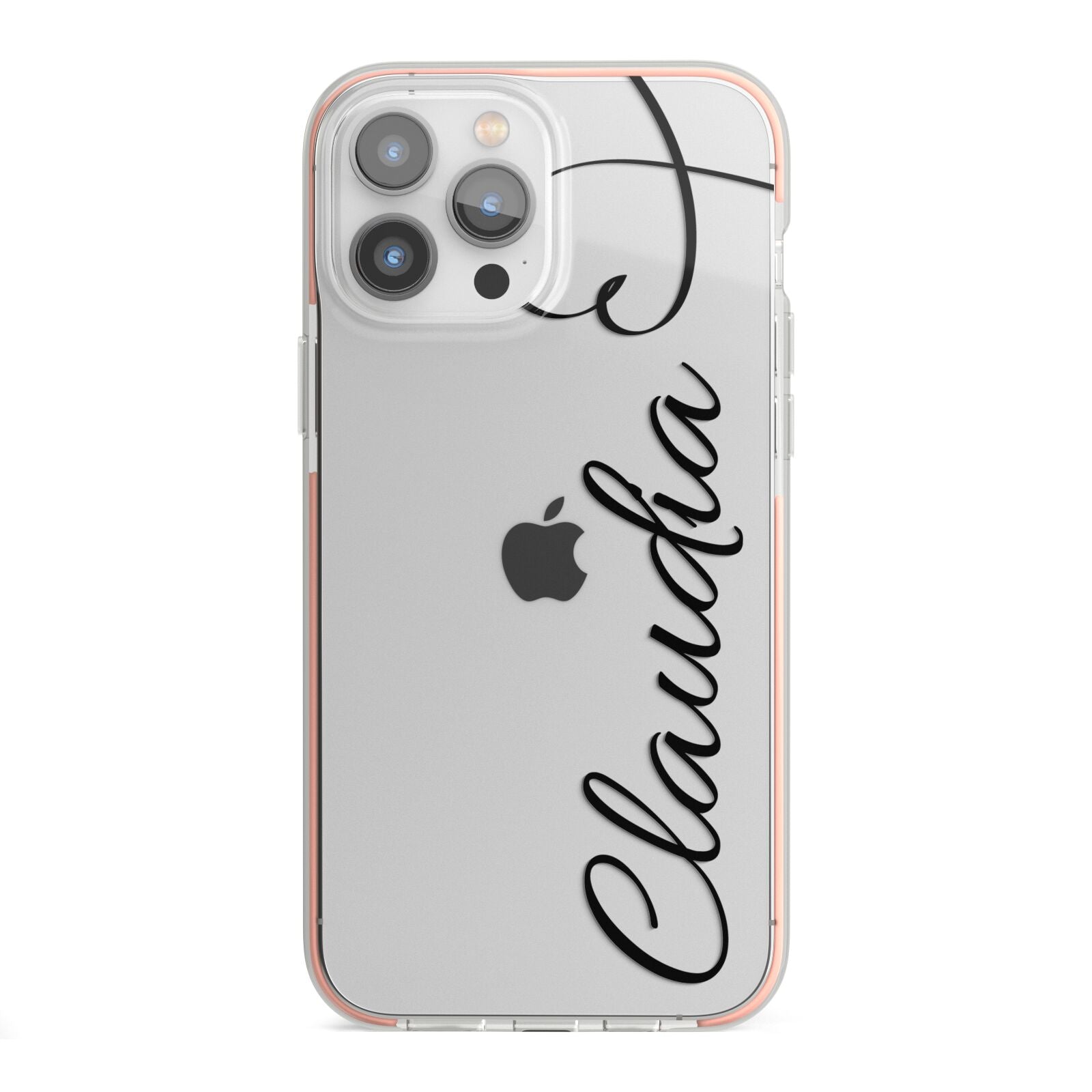 Personalised Heart Name iPhone 13 Pro Max TPU Impact Case with Pink Edges