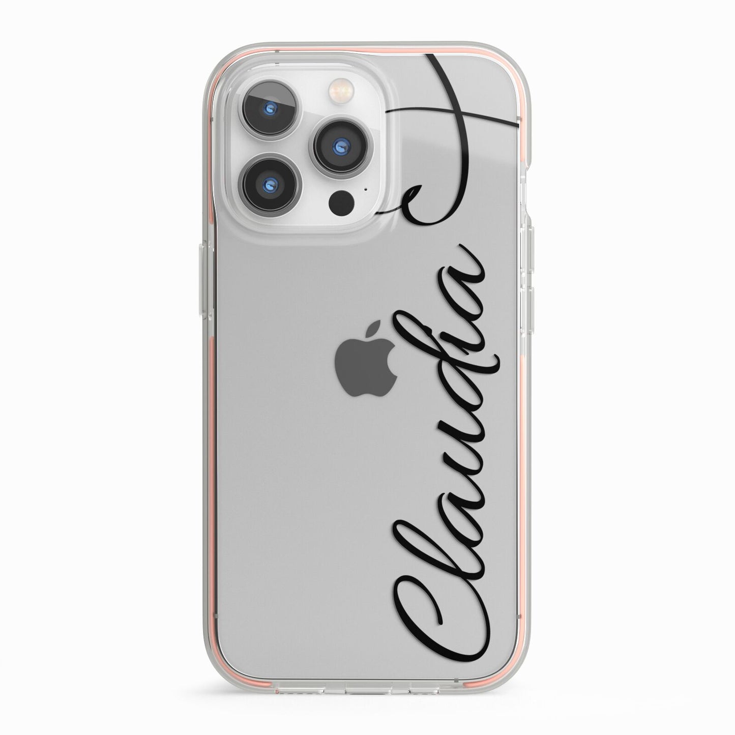 Personalised Heart Name iPhone 13 Pro TPU Impact Case with Pink Edges