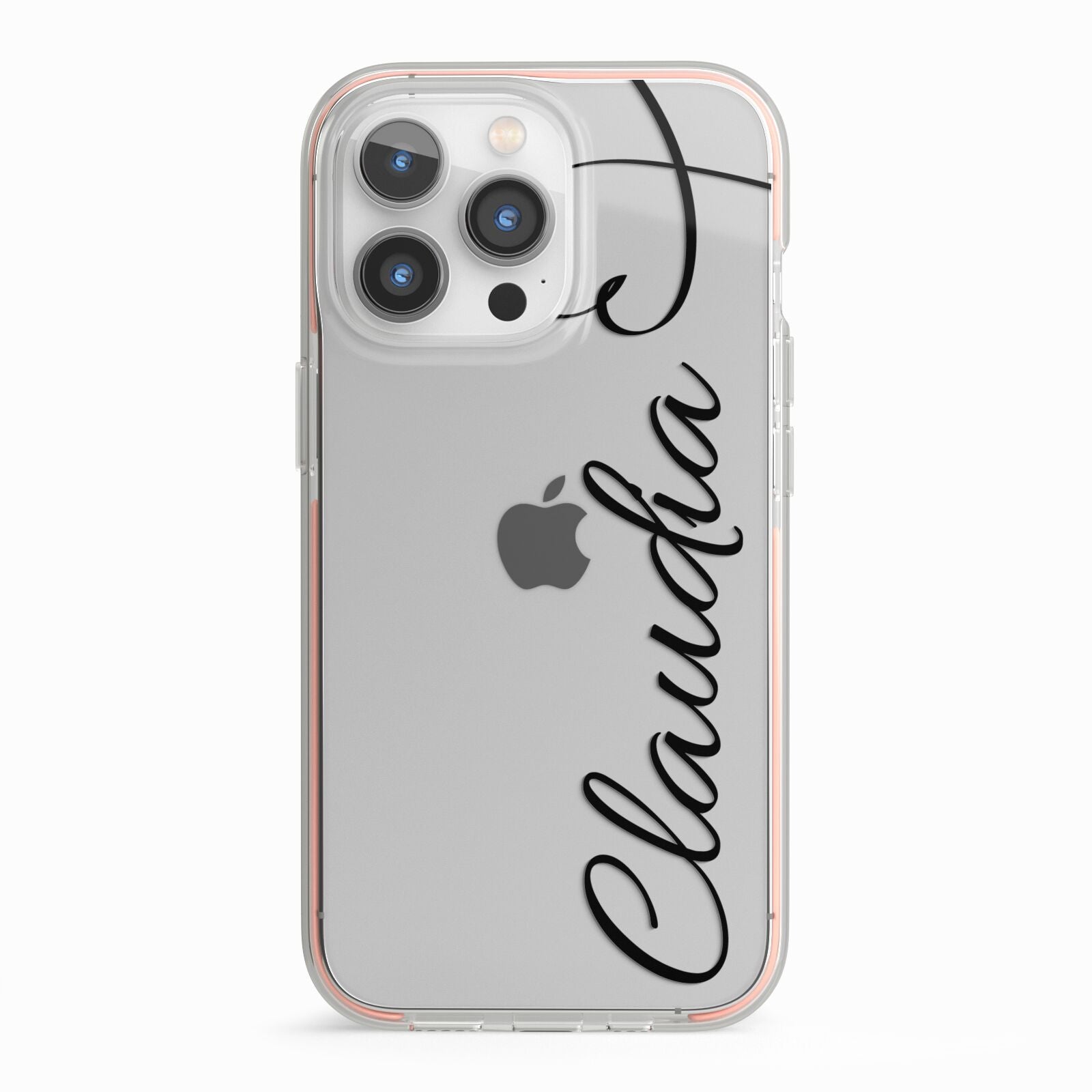 Personalised Heart Name iPhone 13 Pro TPU Impact Case with Pink Edges