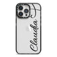 Personalised Heart Name iPhone 14 Pro Max Black Impact Case on Silver phone