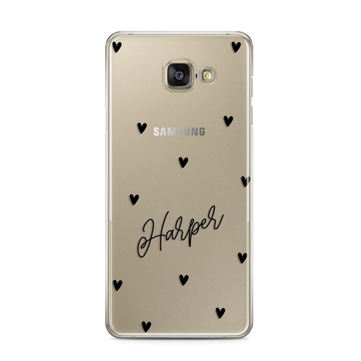 Personalised Heart Samsung Galaxy A3 2016 Case on gold phone