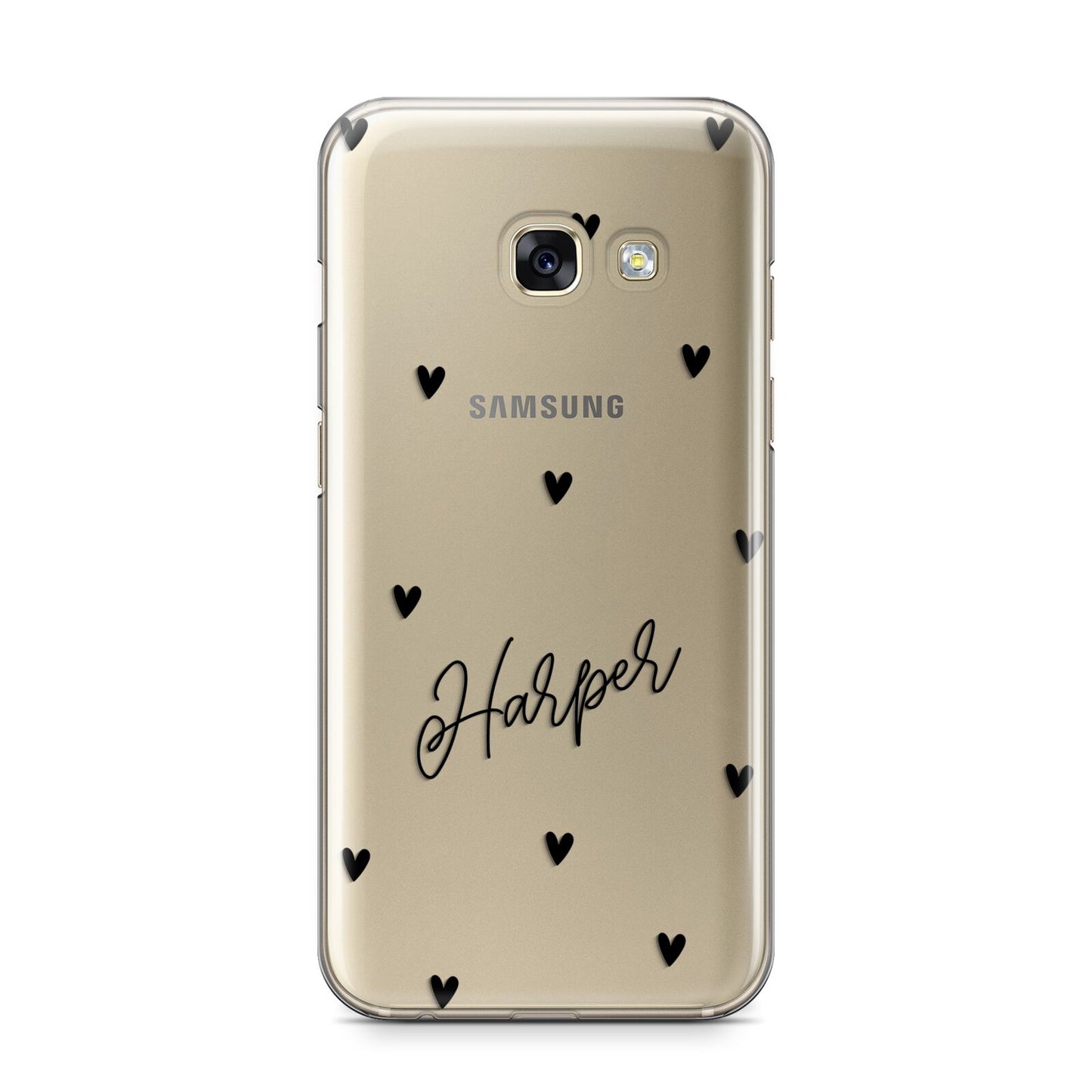 Personalised Heart Samsung Galaxy A3 2017 Case on gold phone