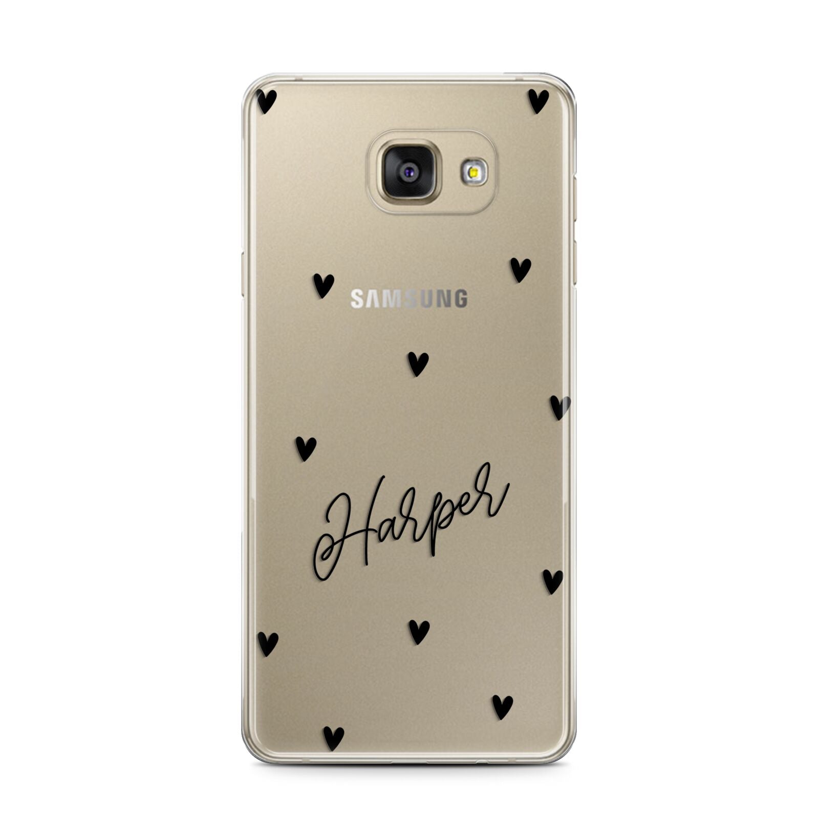 Personalised Heart Samsung Galaxy A7 2016 Case on gold phone