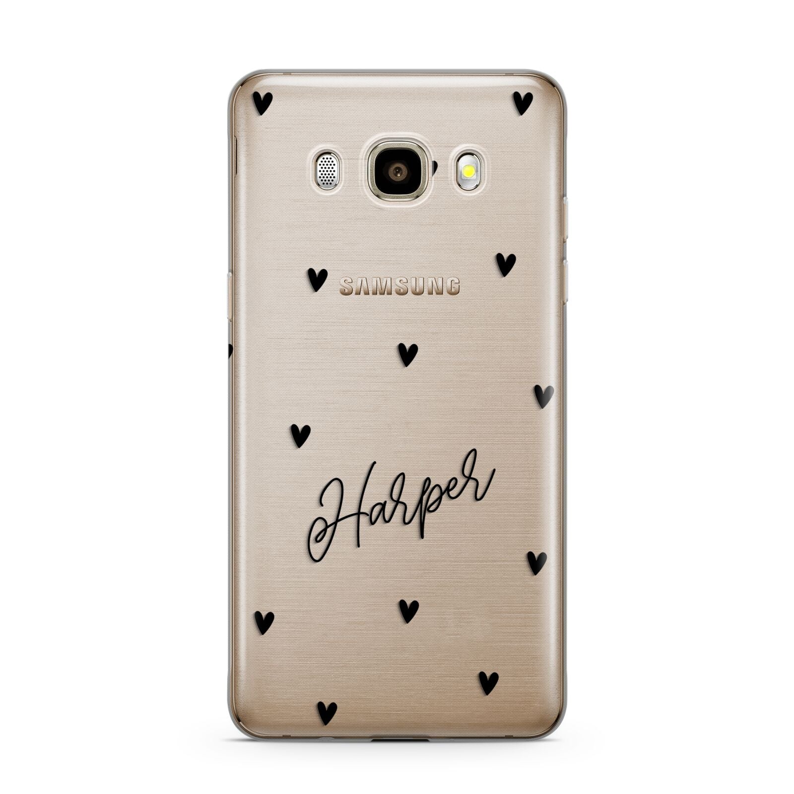 Personalised Heart Samsung Galaxy J7 2016 Case on gold phone