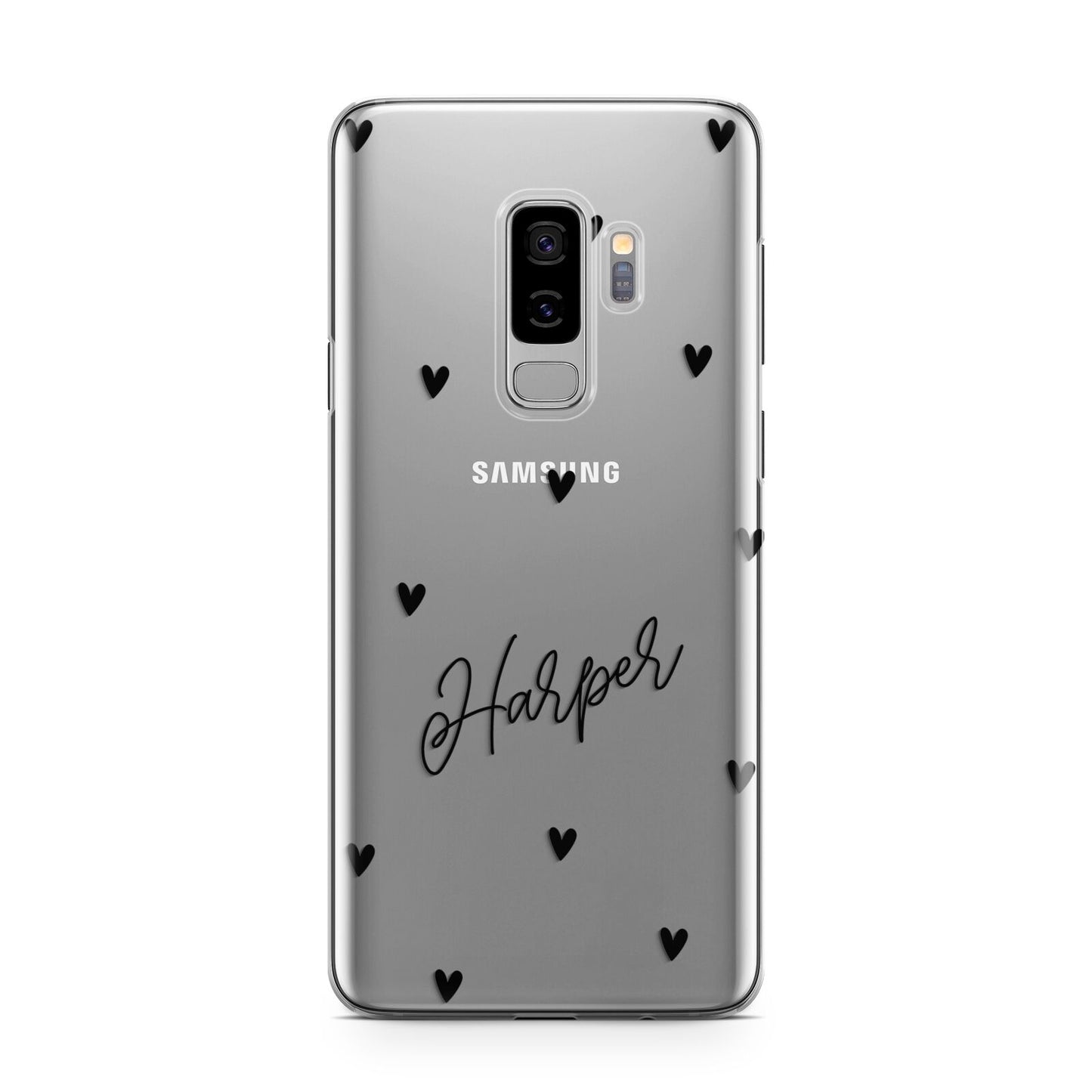 Personalised Heart Samsung Galaxy S9 Plus Case on Silver phone