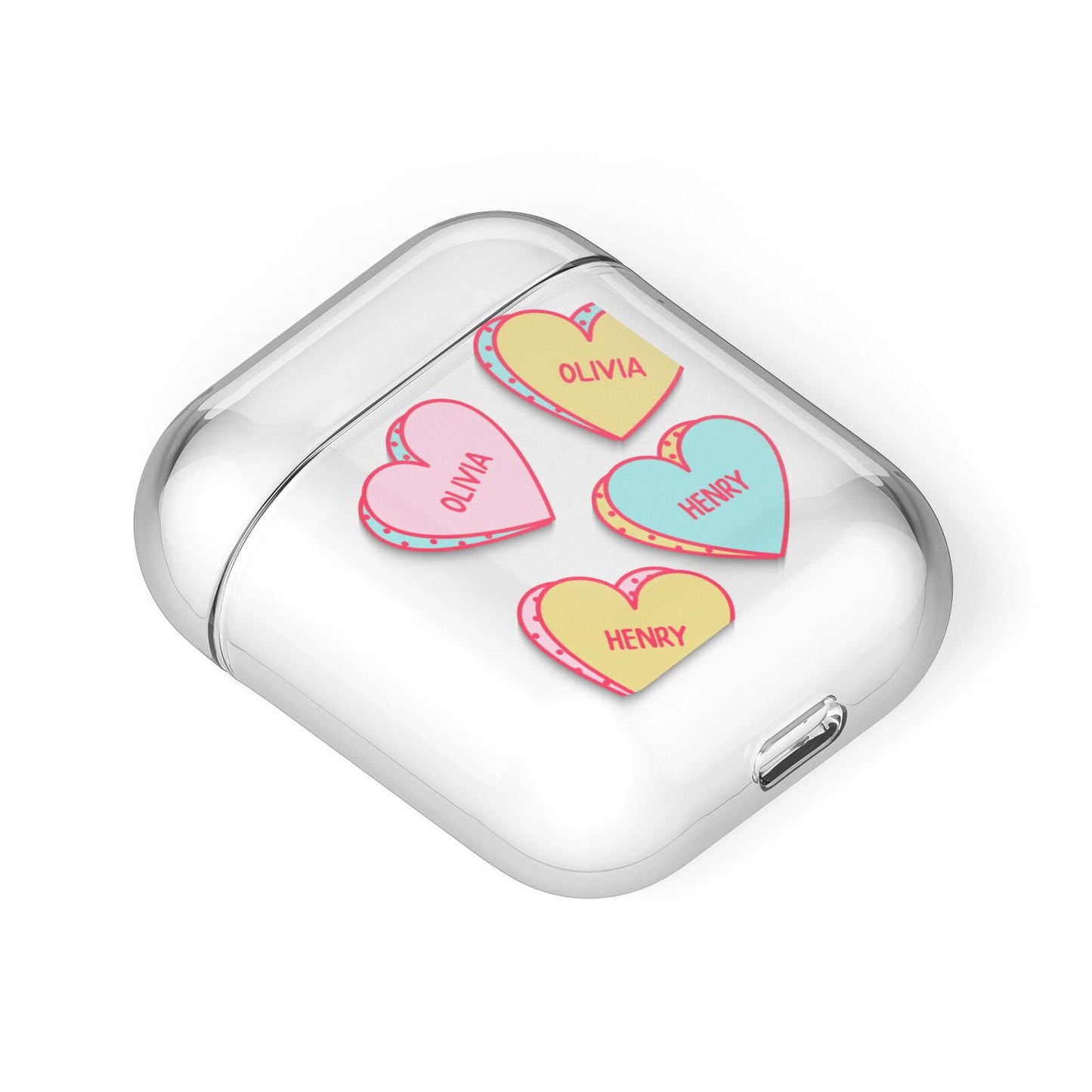 Personalised Heart Sweets AirPods Case Laid Flat