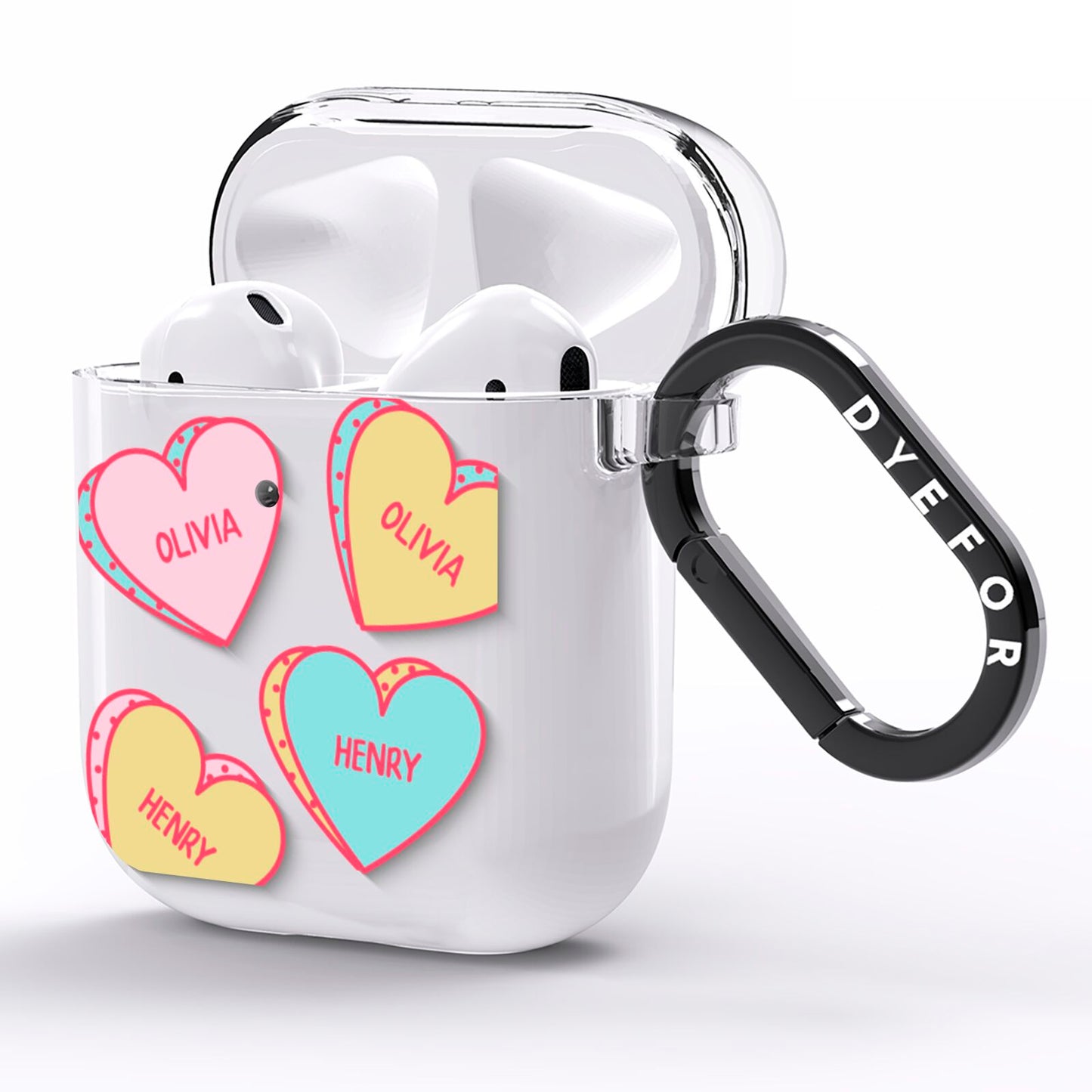 Personalised Heart Sweets AirPods Clear Case Side Image