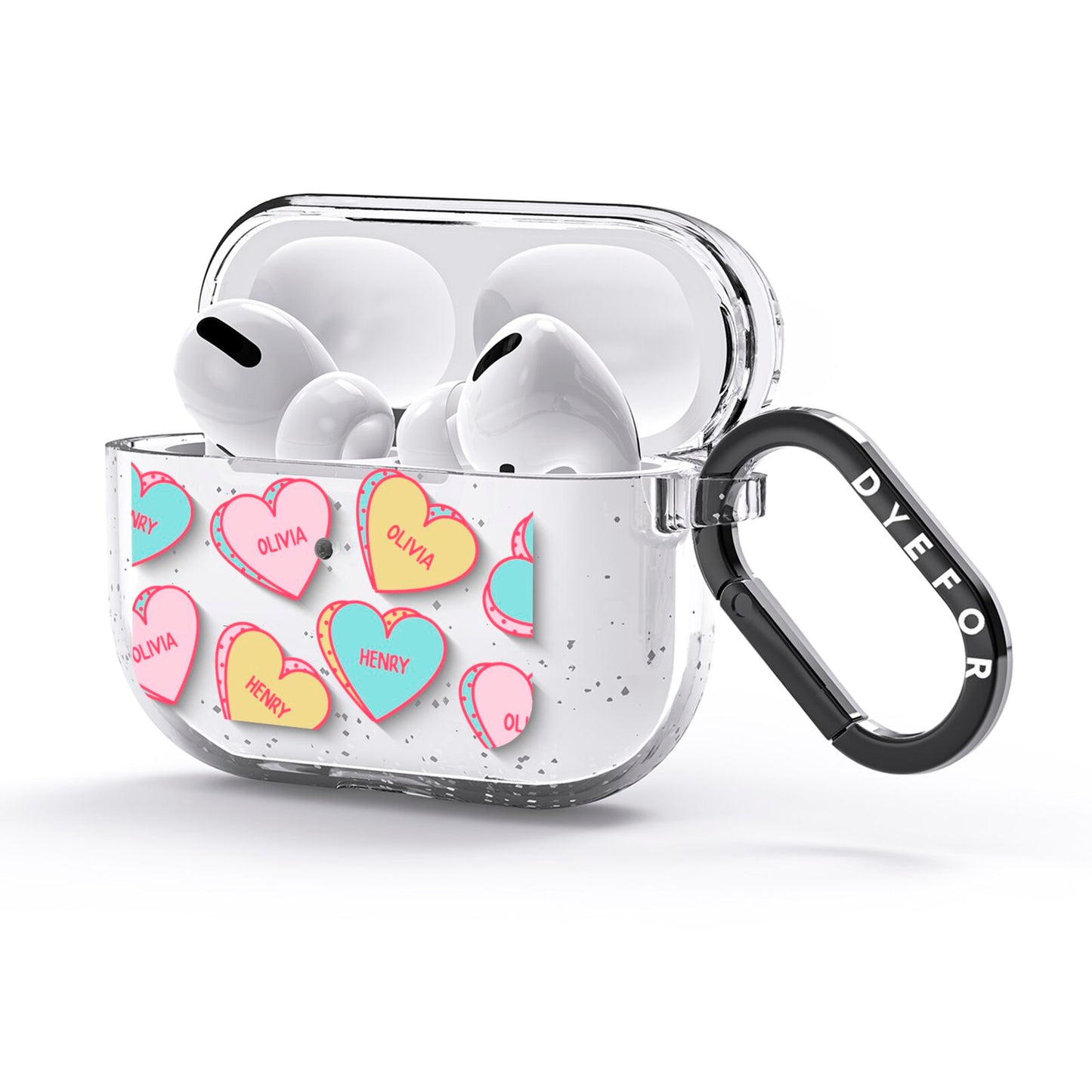 Personalised Heart Sweets AirPods Glitter Case 3rd Gen Side Image