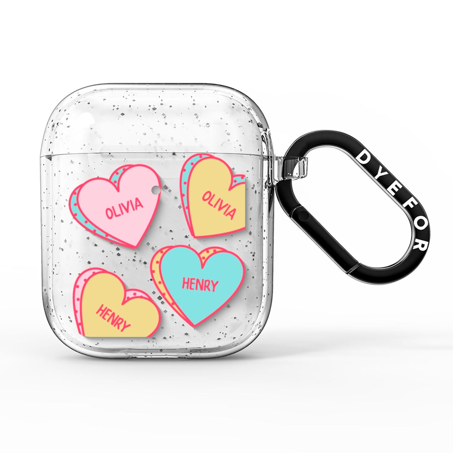 Personalised Heart Sweets AirPods Glitter Case