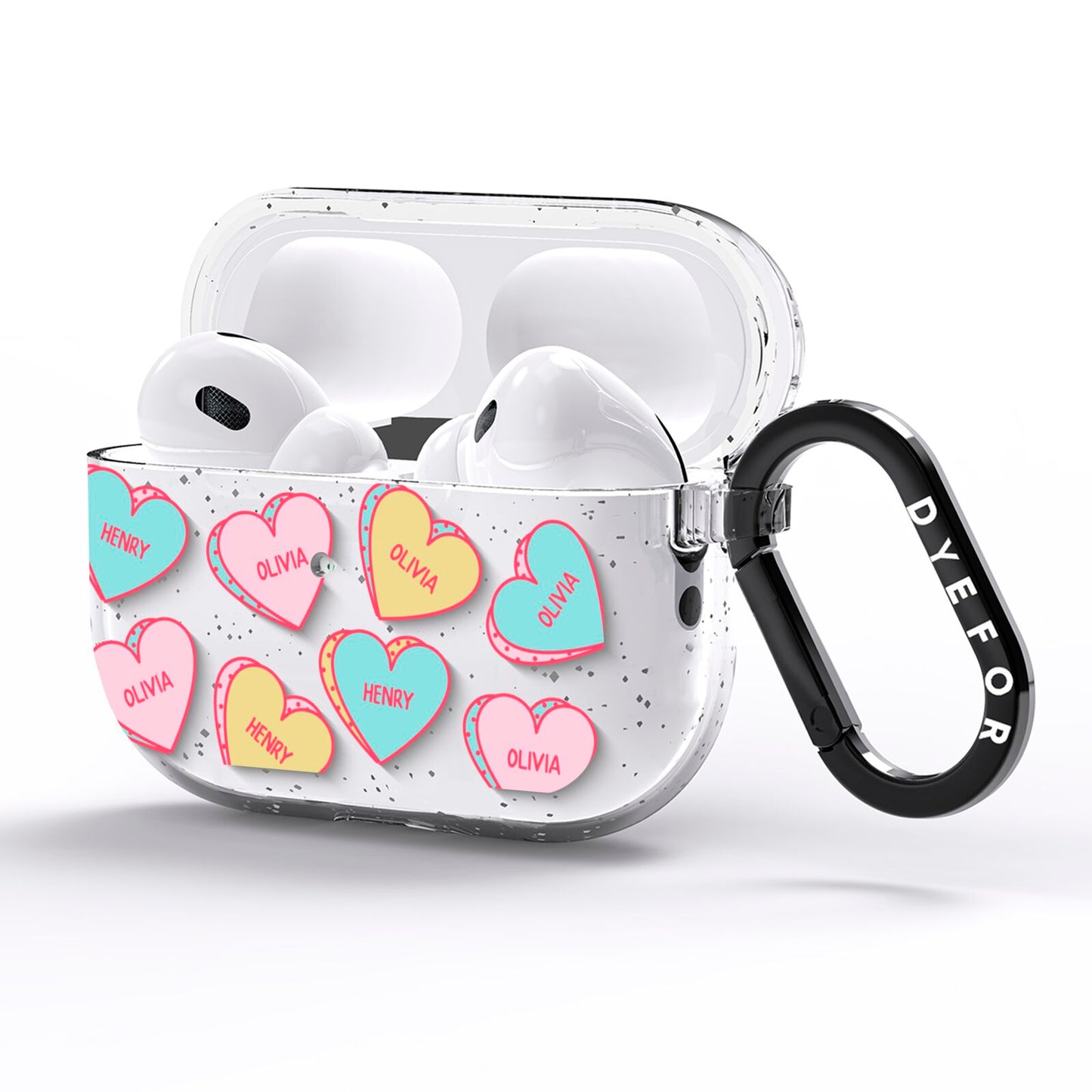 Personalised Heart Sweets AirPods Pro Glitter Case Side Image