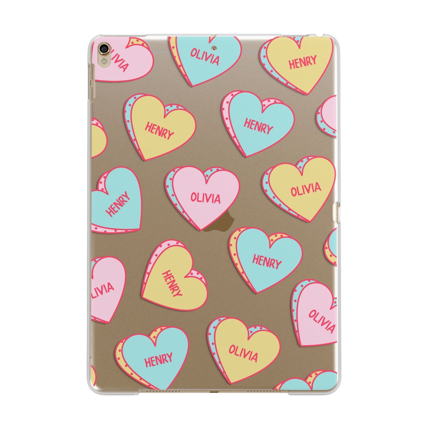 Personalised Heart Sweets Apple iPad Gold Case