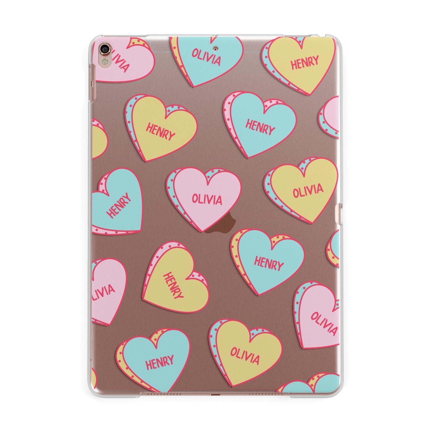 Personalised Heart Sweets Apple iPad Rose Gold Case