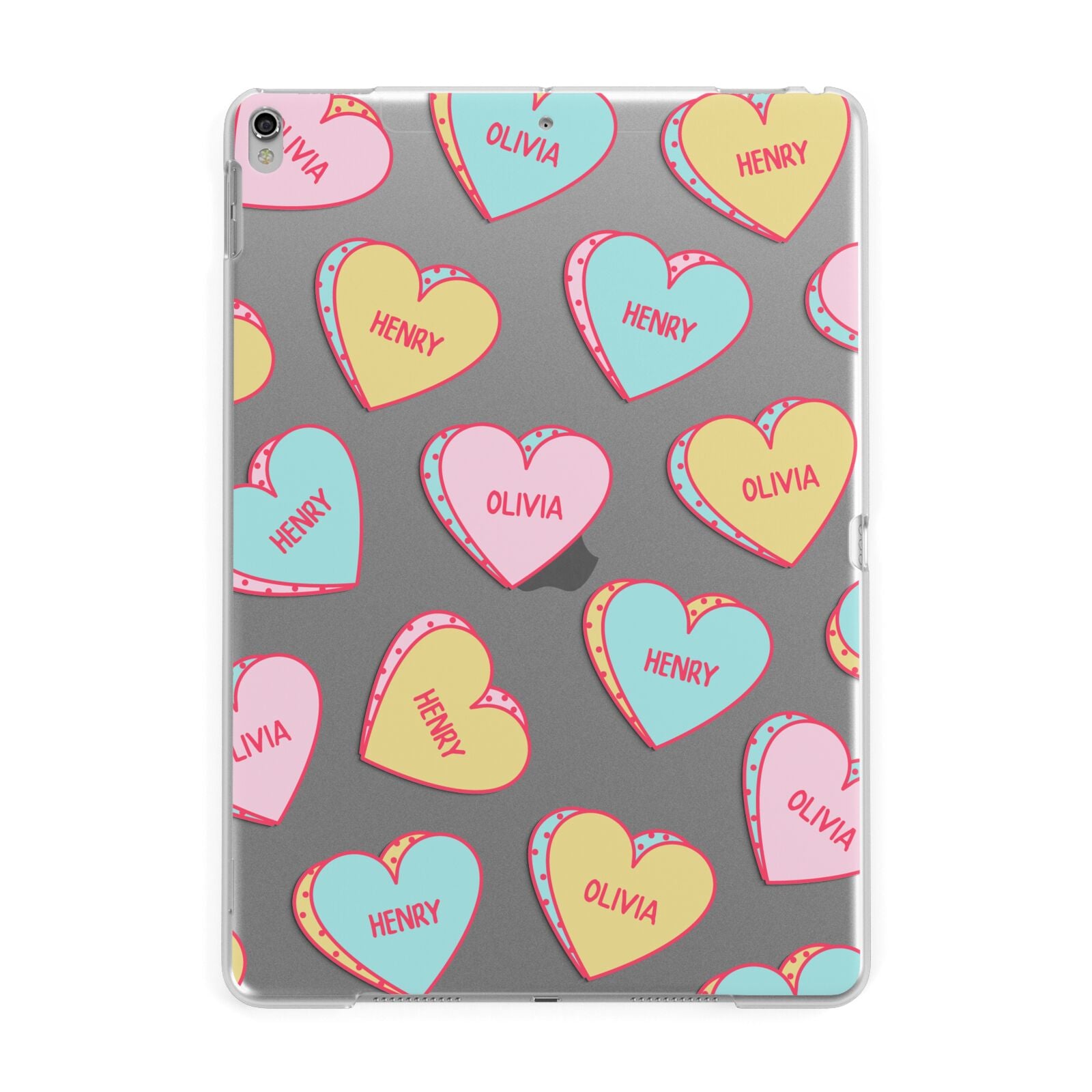 Personalised Heart Sweets Apple iPad Silver Case