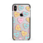 Personalised Heart Sweets Apple iPhone Xs Max Impact Case Black Edge on Silver Phone
