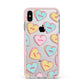Personalised Heart Sweets Apple iPhone Xs Max Impact Case Pink Edge on Silver Phone