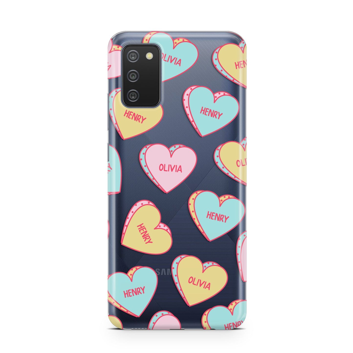 Personalised Heart Sweets Samsung A02s Case