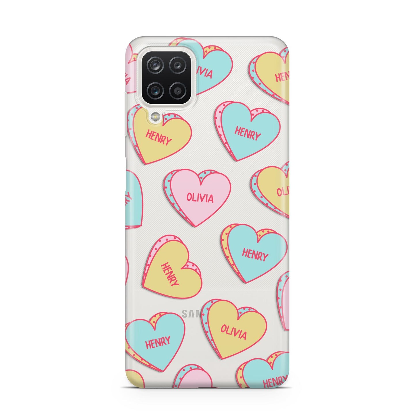Personalised Heart Sweets Samsung A12 Case