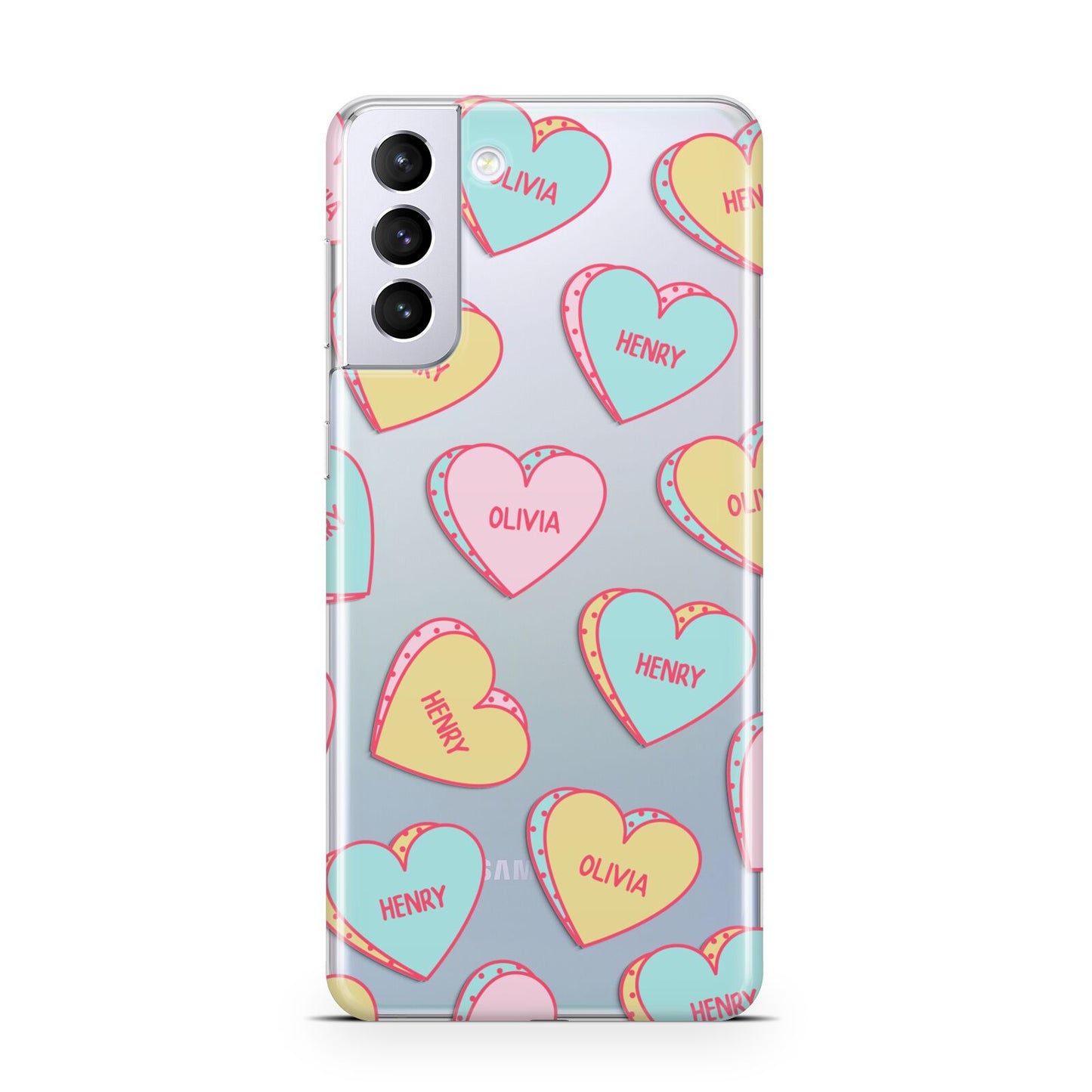 Personalised Heart Sweets Samsung S21 Plus Case