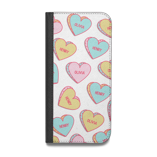 Personalised Heart Sweets Vegan Leather Flip iPhone Case