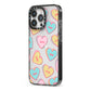 Personalised Heart Sweets iPhone 13 Pro Black Impact Case Side Angle on Silver phone
