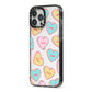 Personalised Heart Sweets iPhone 13 Pro Max Black Impact Case Side Angle on Silver phone