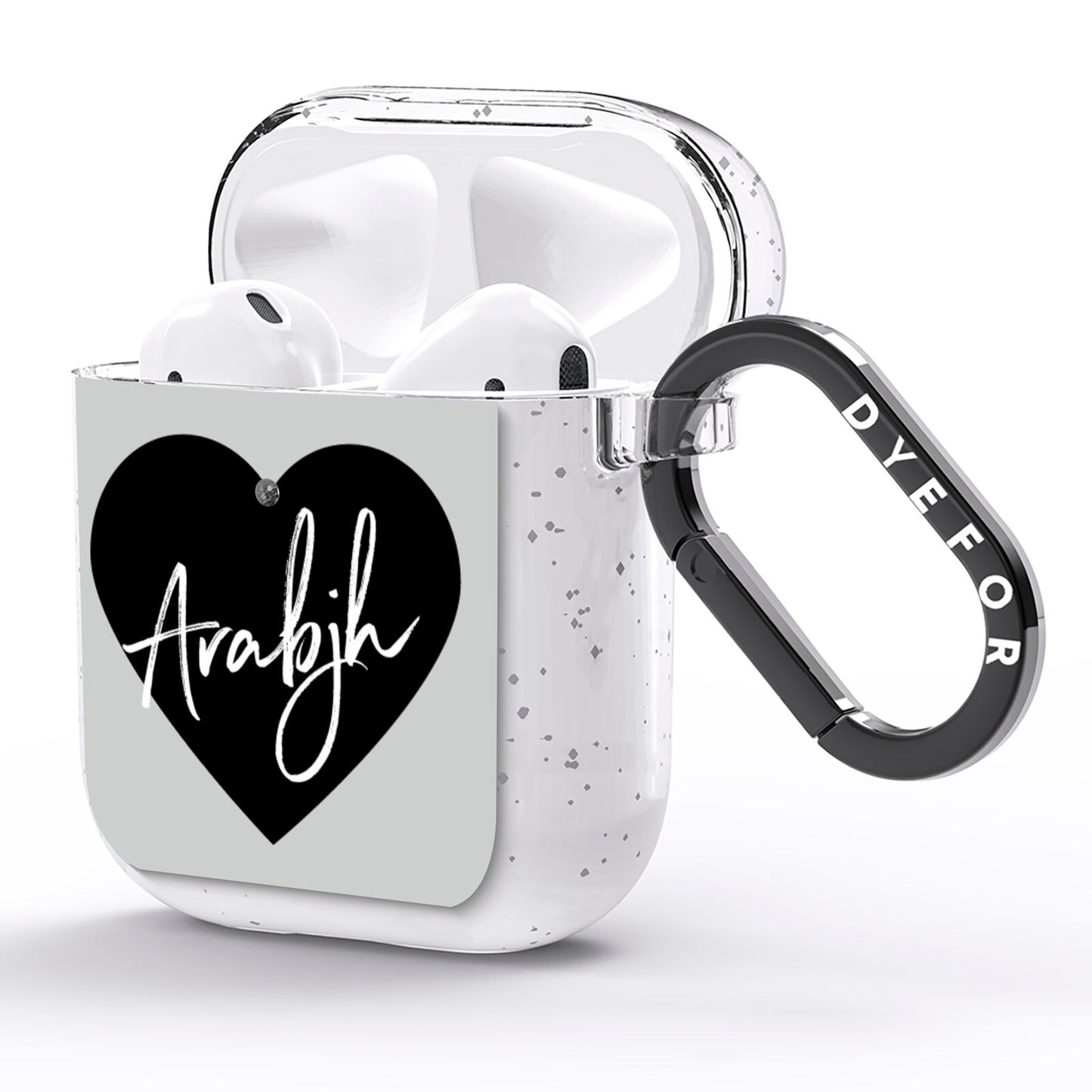 Personalised Heart Valentines AirPods Glitter Case Side Image