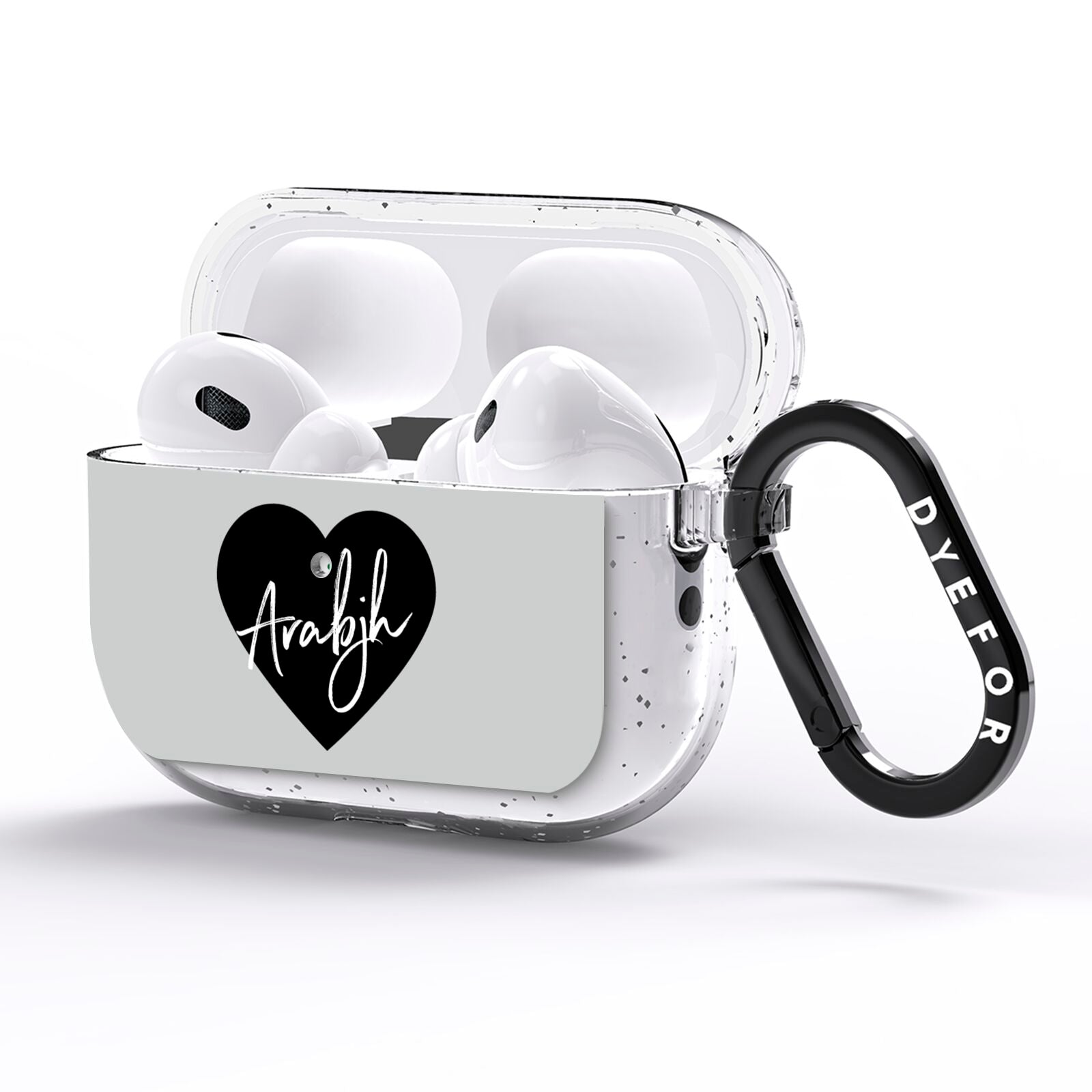 Personalised Heart Valentines AirPods Pro Glitter Case Side Image