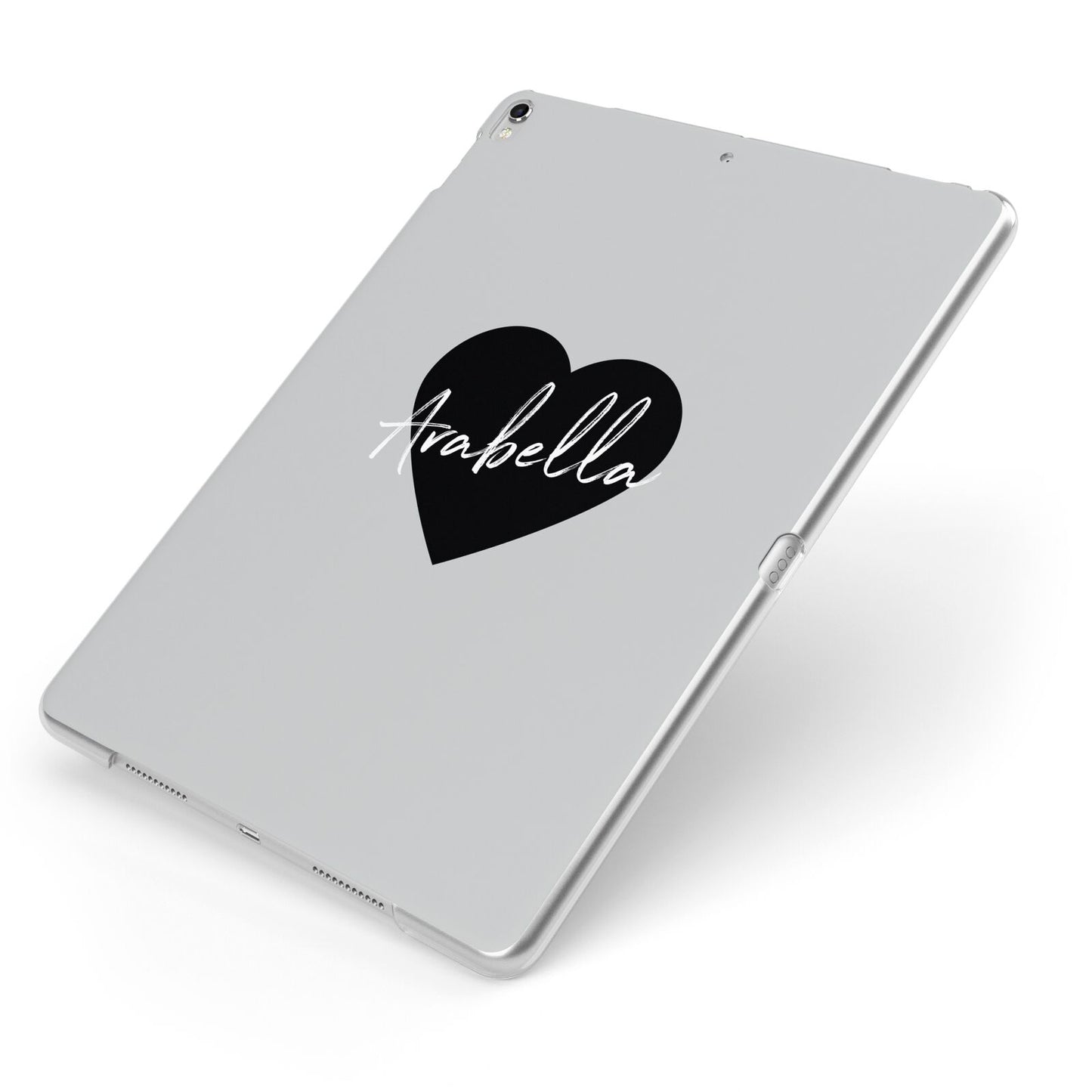 Personalised Heart Valentines Apple iPad Case on Silver iPad Side View