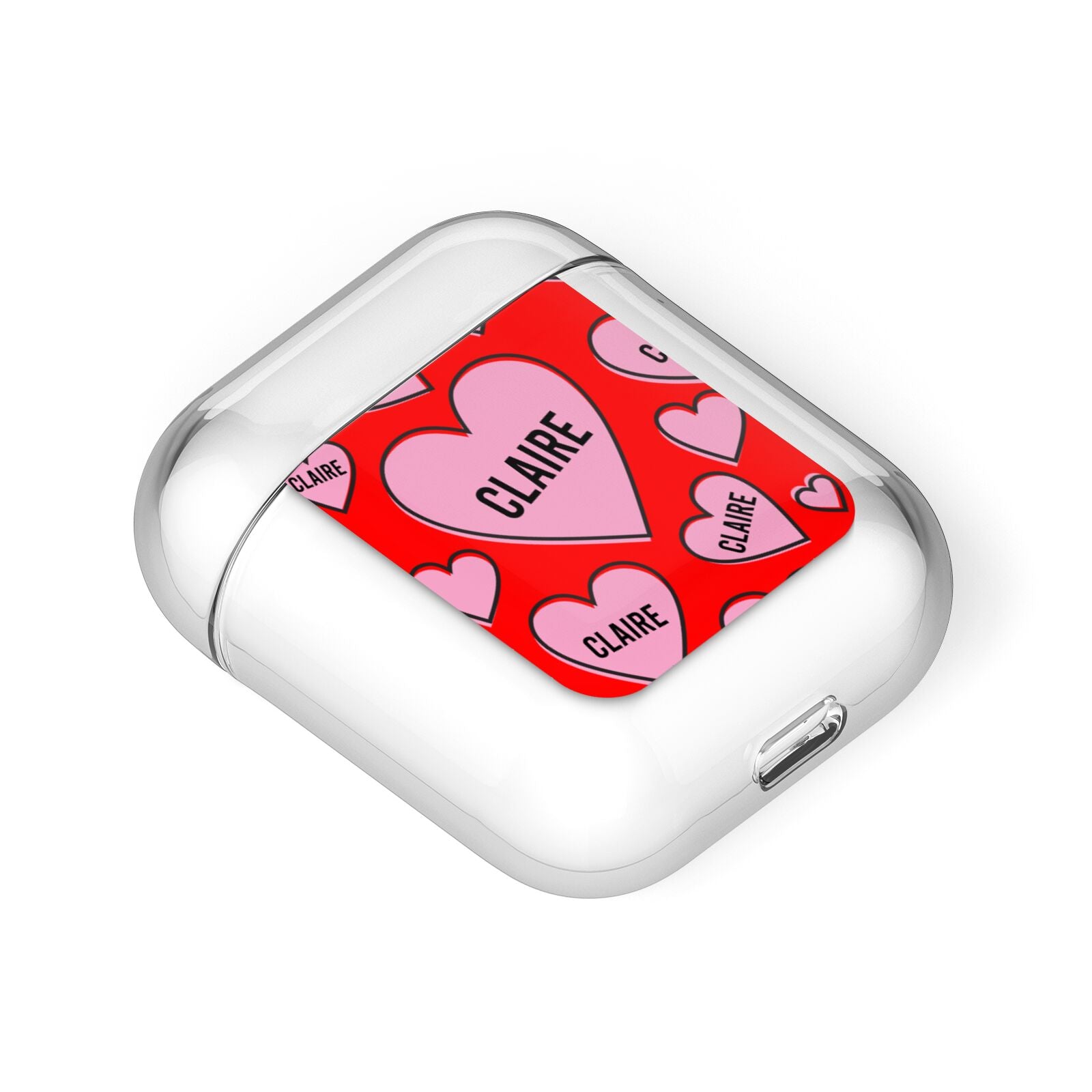 Personalised Hearts AirPods Case Laid Flat