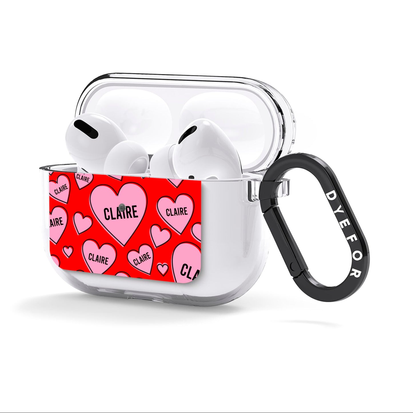 Personalised Hearts AirPods Clear Case 3rd Gen Side Image