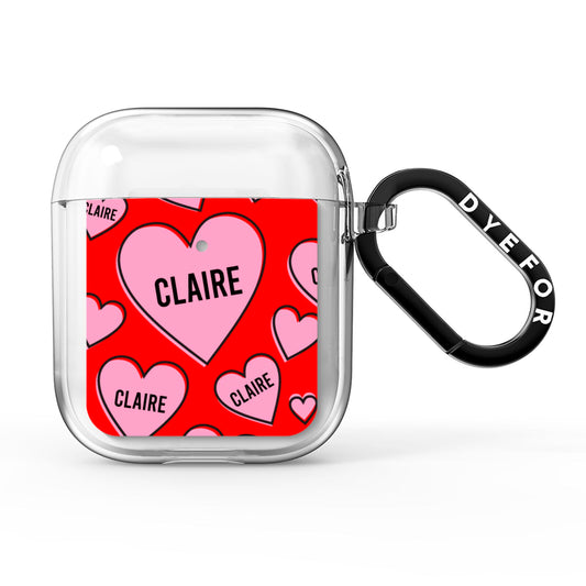 Personalised Hearts AirPods Clear Case