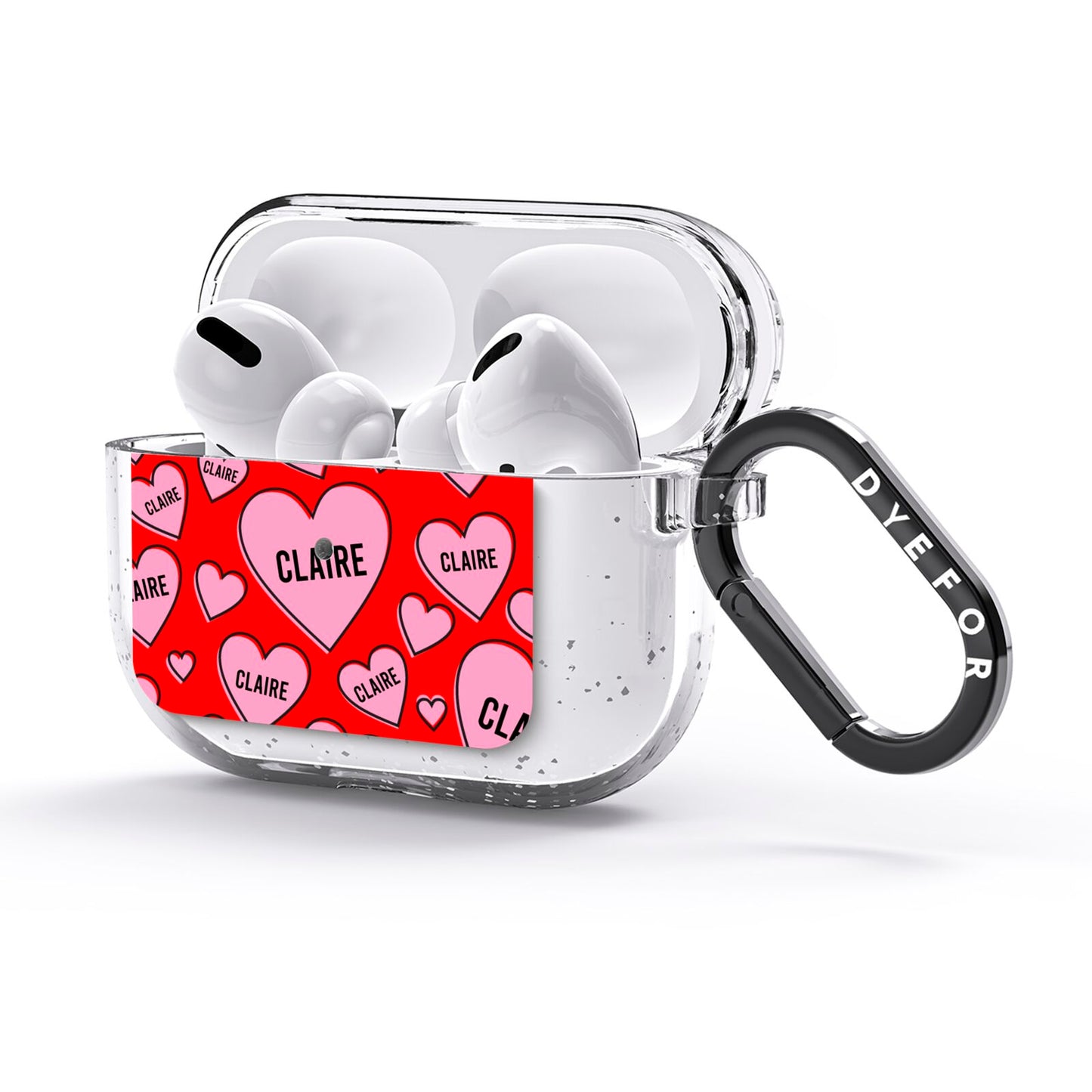 Personalised Hearts AirPods Glitter Case 3rd Gen Side Image
