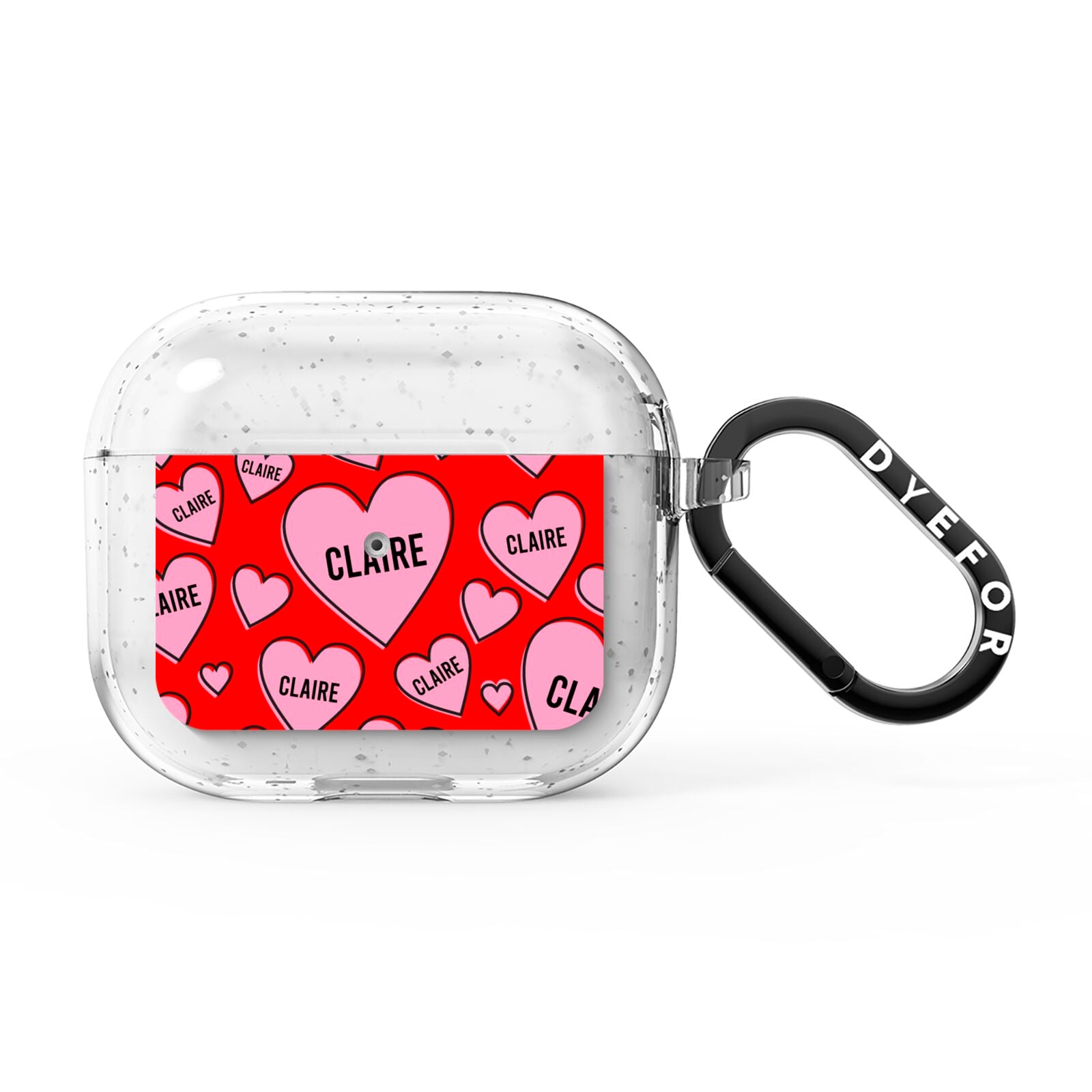 Personalised Hearts AirPods Glitter Case 3rd Gen