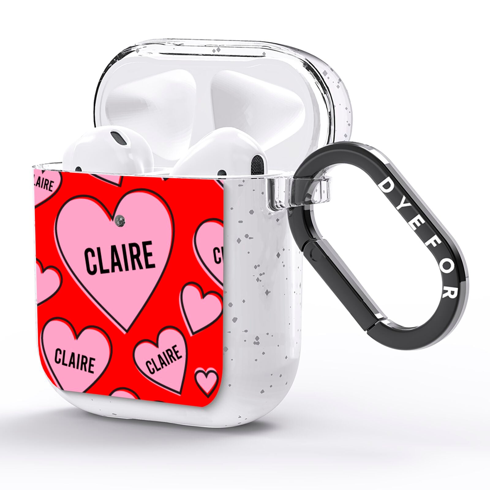 Personalised Hearts AirPods Glitter Case Side Image