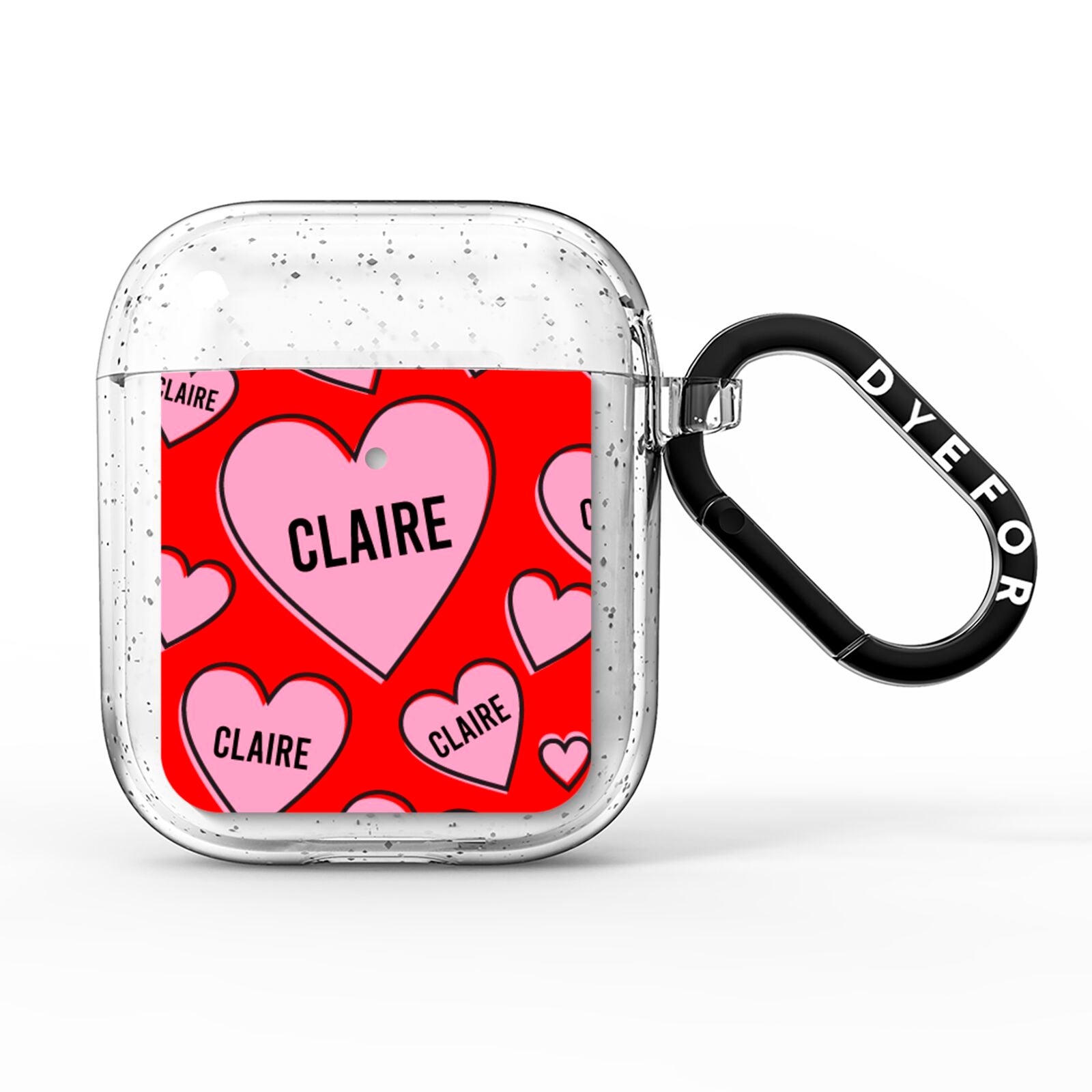 Personalised Hearts AirPods Glitter Case
