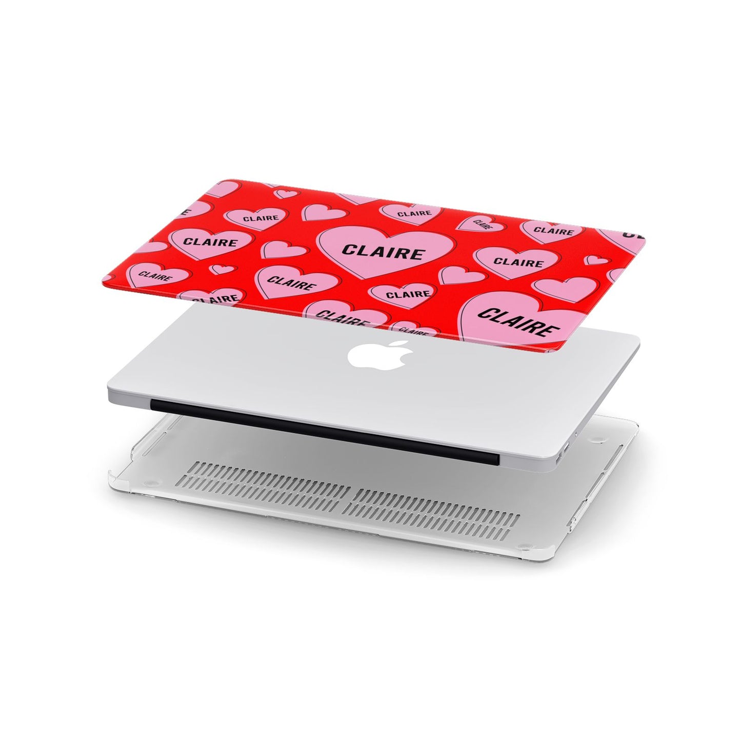 Personalised Hearts Apple MacBook Case in Detail