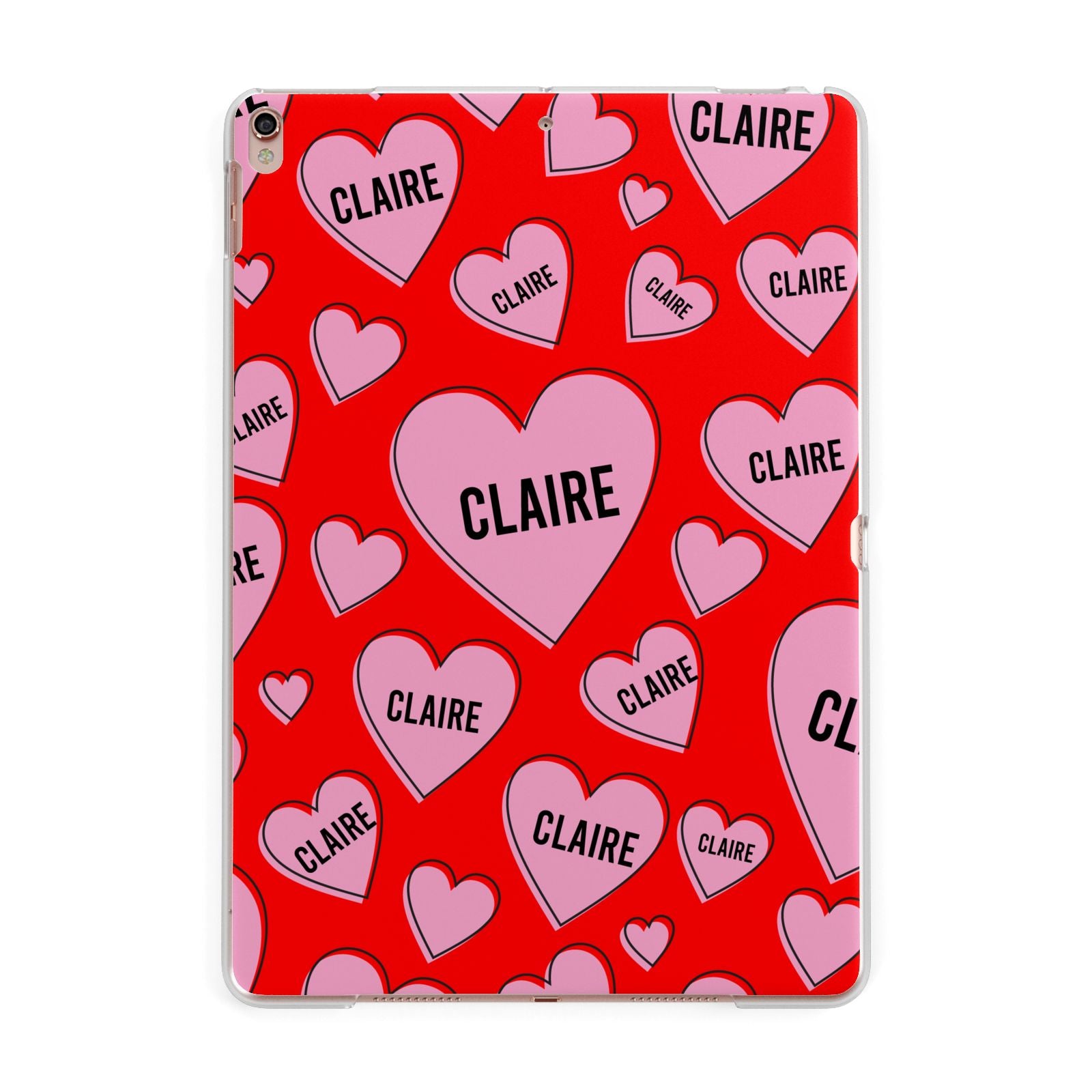 Personalised Hearts Apple iPad Rose Gold Case