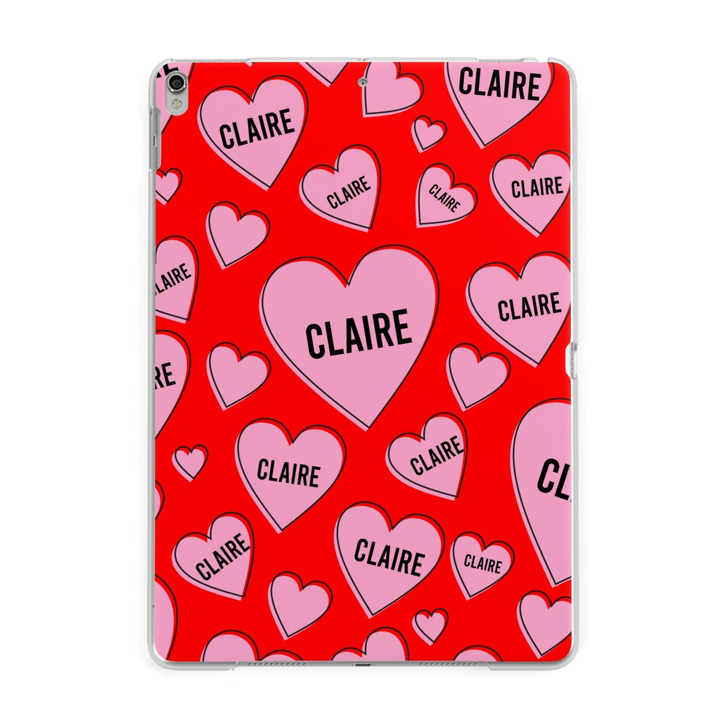 Personalised Hearts Apple iPad Silver Case